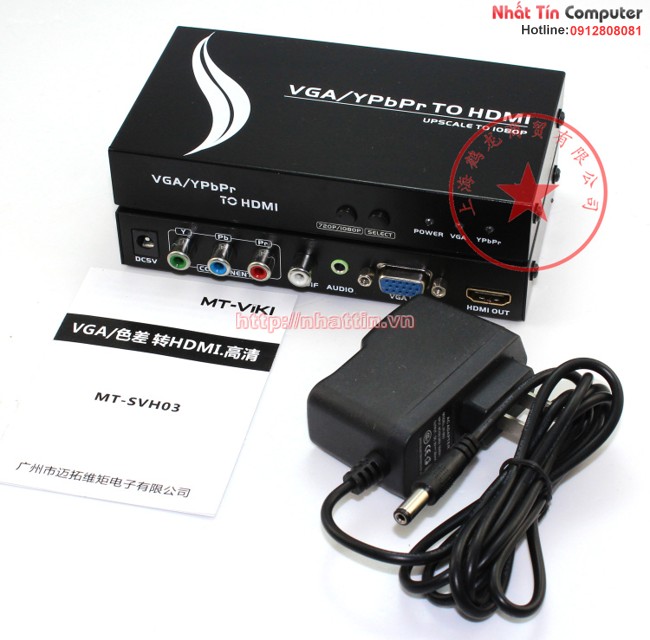 Bộ chuyển đổi VGA và Component sang HDMI - chính hãng MT-VIKI - SVH03