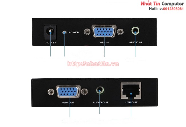 Bộ khuếch đại tín hiệu VGA và Audio 200m VGA Extender MT-200T. Nối dài cáp VGA qua đường dây mạng (RJ45)