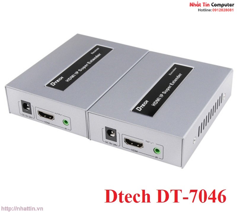 thiet-bi-keo-dai-hdmi-120m-ir-qua-cap-lan-cat5e-cat6-chinh-hang-dtech-dt-7046