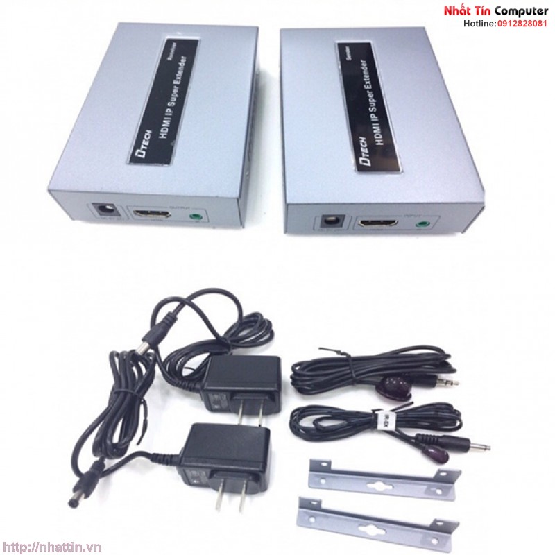 thiet-bi-keo-dai-hdmi-120m-ir-qua-cap-lan-cat5e-cat6-chinh-hang-dtech-dt-7046