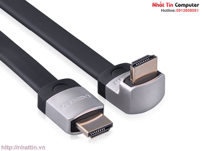 Cáp HDMI Ugreen 1m đầu bẻ góc 90 độ