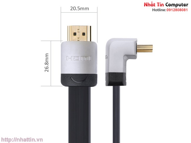 Cáp HDMI Ugreen 1m đầu bẻ góc 90 độ