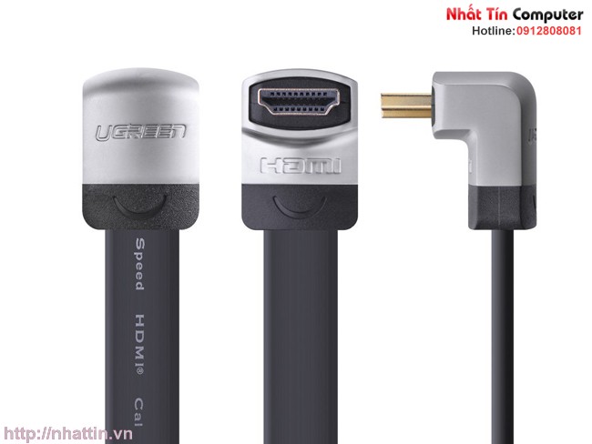 Cáp HDMI Ugreen 1m đầu bẻ góc 90 độ