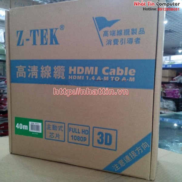 Cáp hdmi to hdmi 40m 1.4 chuẩn 3D mạ vàng 24K Z-Tek ZE634 Chính Hãng