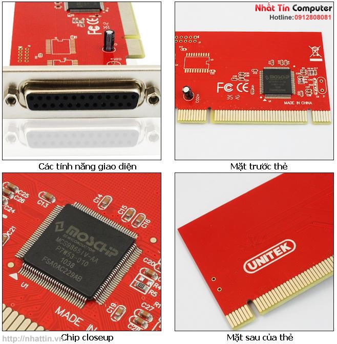 Card chuyển đổi PCI to LPT, Card PCI to LPT, Card chuyen doi PCI sang LPT unitek y-7505