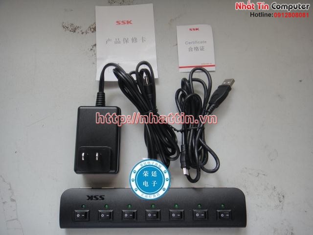 Bộ chia cổng 7 usb (Hub USB 7 cổng SSK SHU023) hỗ trợ nguồn ngoài