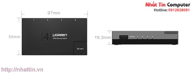 Bộ chia sẻ tín hiệu USB cho 4 máy tính PC, laptop, Macbook chính hãng Ugreen UG-30346 cao cấp