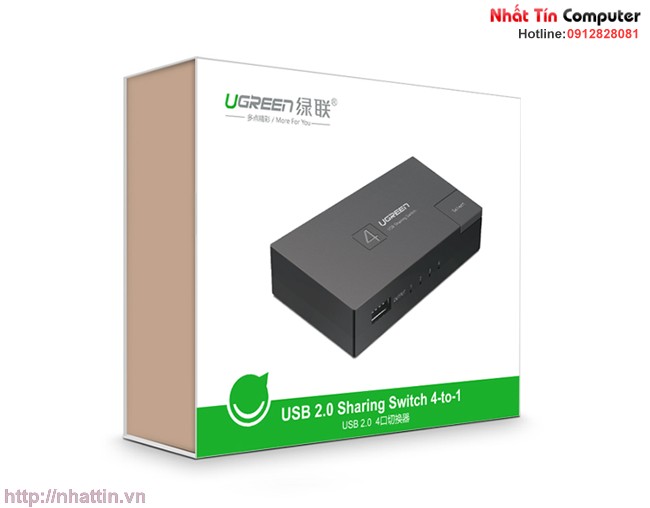 Bộ chia sẻ tín hiệu USB cho 4 máy tính PC, laptop, Macbook chính hãng Ugreen UG-30346 cao cấp