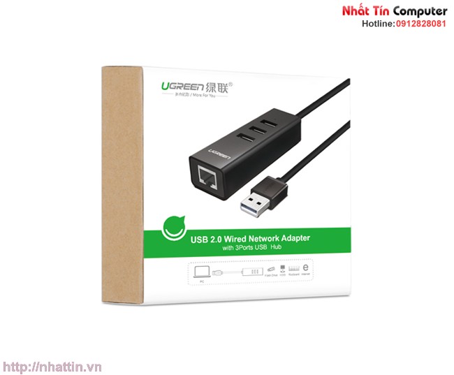 bo-chia-usb-ra-3-cong-usb-2-0-kem-cong-mang-ethernet-10-100mbps-ugreen-ug-30297