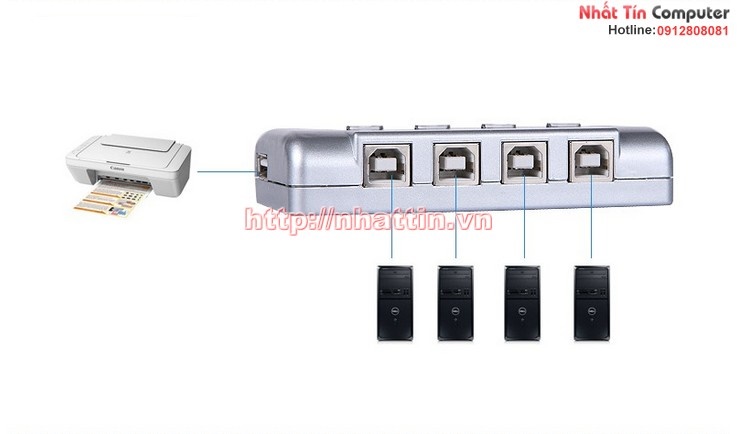 Bộ chia sẻ máy in tự động VIKI - MT-SW241-CH 4 máy tính 1 máy in cổng USB chính hãng