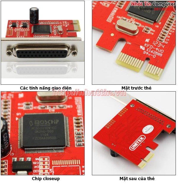 Card chuyển đổi PCI-e to LPT, Card PCI-e to LPT, Card chuyen doi PCI-e sang LPT unitek y-7507