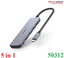 Hub 5 in 1 chia cổng USB Type-C ra 4 cổng USB 3.0 kèm sạc PD 60W Ugreen 50312 cao cấp (Vỏ Nhôm)
