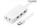 Bộ chia 3 cổng USB 3.0 kèm Sound âm thanh 3.5mm Ugreen 30418 chính hãng (Màu trắng)