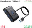Bộ chia cổng USB 4 cổng 3.0 cáp dài 1M chính hãng Ugreen 20291 cao cấp (Hỗ trợ cấp nguồn USB Type-C)