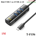 Bộ chia Hub USB-C ra 4 cổng USB 3.0 màu đen dài 1m JASOZ T-F156 cao cấp