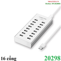 Bộ chia USB 2.0 ra 16 cổng hỗ trợ nguồn ngoài DC 12V chính hãng Ugreen 20298 cao cấp