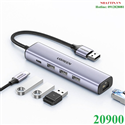 Bộ chia USB 2.0 ra 3 cổng USB 2.0 + Lan 100Mbps Ugreen 20900 cao cấp