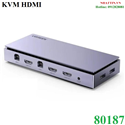 Bộ chuyển đổi 2 máy tính dùng 1 màn hình KVM HDMI 4K30hz, KVM Switch chính hãng Ugreen 80187 cao cấp