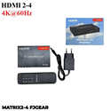 Bộ chuyển đổi HDMI matrix 2 vào 4 ra hỗ trợ 4K@60Hz Optical Audio Remote FJGEAR cao cấp