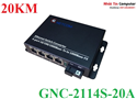 Bộ chuyển đổi quang điện kéo dài 4 cổng RJ45 10/100/1000Mbps sang 1 cổng quang SC Gnetcom GNC-2114S-20A
