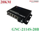 Bộ chuyển đổi quang điện kéo dài 4 cổng RJ45 10/100/1000Mbps sang 1 cổng quang SC Gnetcom GNC-2114S-20B