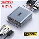 Bộ chuyển đổi tách âm thanh HDMI ra HDMI 4K@30hz kèm Audio 3.5mm, Coaxial, Optical (SPDIF) Unitek V174A cao cấp