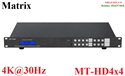 Bộ chuyển mạch HDMI 1.4 Matrix 4x4 độ phân giải 4K@30Hz MT-VIKI MT-HD4x4 cao cấp (có Remote)