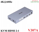 Bộ chuyển mạch KVM 2-1 cổng HDMI 2.0 hỗ trợ 4K@60Hz Unitek V307A cao cấp