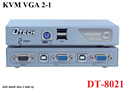 Bộ chuyển mạch KVM 2 cổng VGA 500Mhz Dtech DT-8021 hỗ trợ PS2 cao cấp