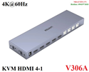 Bộ chuyển mạch KVM 4-1 cổng HDMI 2.0 hỗ trợ 4K@60Hz Unitek V306A cao cấp