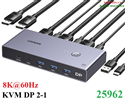 Bộ chuyển mạch KVM Switch 2 cổng Displayport 8K@60Hz & 4 cổng USB 3.0 Ugreen 25962 cao cấp