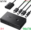 Bộ gộp HDMI 2 vào 1 ra màu đen hỗ trợ KVM Ugreen 90478 cao cấp