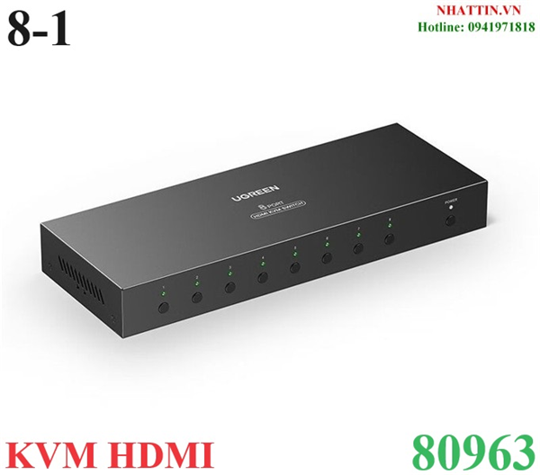 Bộ gộp tín hiệu HDMI 2.0 KVM 8 vào 1 hỗ trợ 4K@60Hz Ugreen 80963 cao cấp