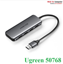Bộ Hub chia cổng USB 3.0 ra 4 cổng, vỏ nhôm, hỗ trợ nguồn Ugreen 50768 chính hãng