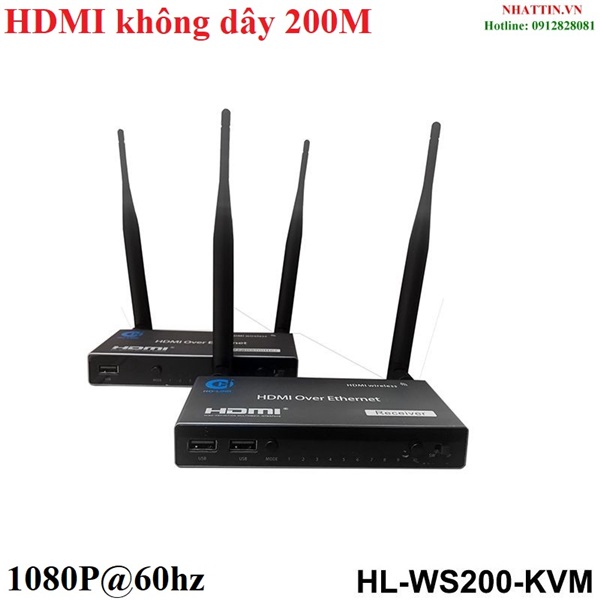 Bộ kéo dài HDMI không dây 200M sóng 5.8Ghz HO-LINK HL-WS200-KVM có cổng USB và IR cao cấp