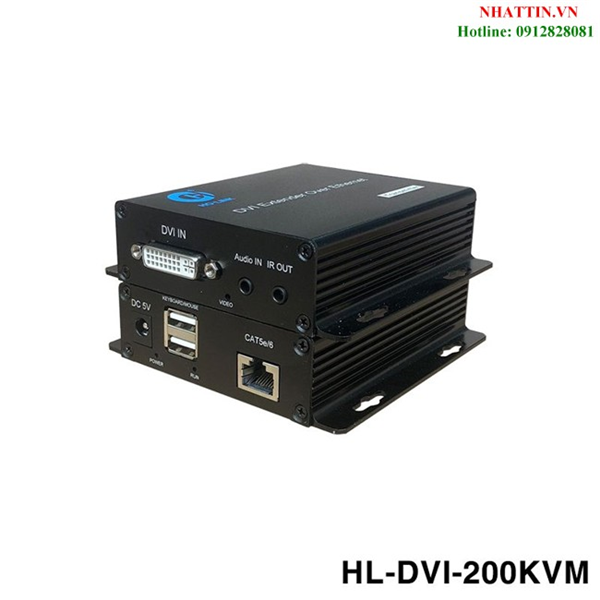 Bộ kéo dài tín hiệu DVI kèm USB qua cáp mạng Cat5/Cat6 200M HO-LINK HL-DVI-200KVM cao cấp