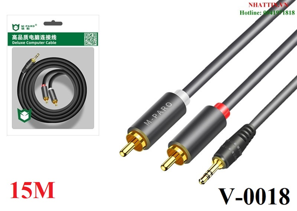 Cáp âm thanh 1 ra 2 audio 3.5mm to RCA dài 15M M-PARD V-0018 cao cấp