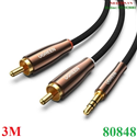 Cáp audio âm thanh 3.5mm ra 2 RCA dài 3M Ugreen 80848 cao cấp