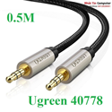 Cáp Audio AUX 3.5mm dài 0,5m chính hãng Ugreen 40778 bọc vải cao cấp