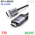 Cáp chuyển đổi Displayport v1.4 to HDMI dài 1M hỗ trợ 8K@60Hz, 4K@120Hz Ugreen 80395 cao cấp (Active)