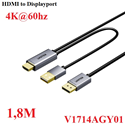 Cáp chuyển đổi HDMI 2.0 sang Displayport 1.2a dài 1,8M hỗ trợ 4K@60Hz Unitek V1714AGY01 cao cấp