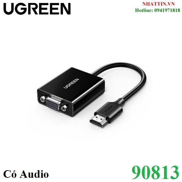 Cáp chuyển đổi HDMI sang VGA có Audio dài 20cm 1080p@60hz Ugreen 90813/CM611 cao cấp