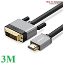 Cáp chuyển đổi HDMI to DVI (24+1) dài 3M Ugreen 20888 chính hãng