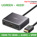 Cáp chuyển đổi HDMI to HDMI + Audio 3.5mm và 1 cổng quang SPDIF 5.1/7.1 chính hãng Ugreen 40281 cao cấp