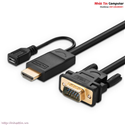 Cáp chuyển đổi HDMI to VGA 1,5m hỗ trợ nguồn chính hãng Ugreen UG-30449 cao cấp