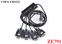 Cáp chuyển đổi USB 2.0 sang 4 cổng COM RS232 ZTEK ZE791 cao cấp