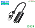 Cáp chuyển đổi USB-A & Type-C 3.0 to Lan Gigabit 10/100/1000Mbps Ugreen 15638 cao cấp