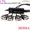 Cáp chuyển đổi USB to 4 cổng RS232 Z-TEK ZE552A cao cấp