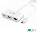 Cáp chuyển đổi USB Type-C sang USB và HDMI 4K@30hz Ugreen 30377 cao cấp (Còn 1sp vỏ hộp cũ)