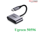 Cáp chuyển đổi USB type-C to 3.5mm hỗ trợ cổng sạc USB-C chính hãng Ugreen 50596 cao cấp
